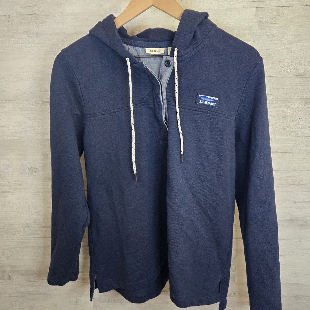 L.L. Bean Womens Hooded Sweatshirt With Button Closure - Picture 2 of 8